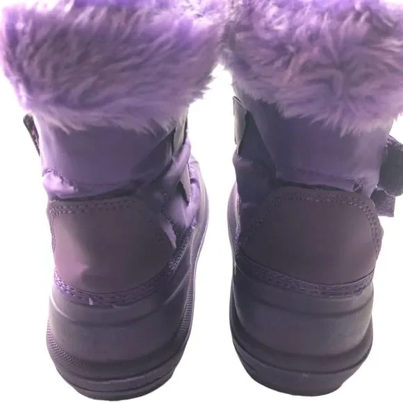 Girls Size 12 Lined Snow Boots Purple Thermolite Purple Faux Fur Winter Boots - Picture 4 of 9